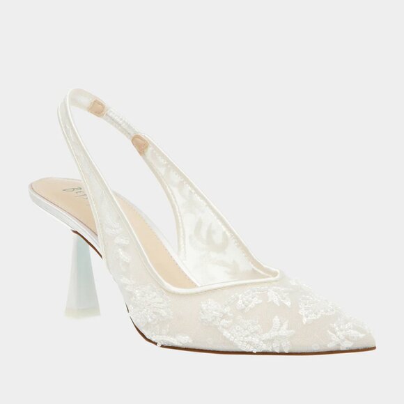 Betsey Johnson - NIKKI IVORY - white beaded sling back heels - Picture 1 of 8